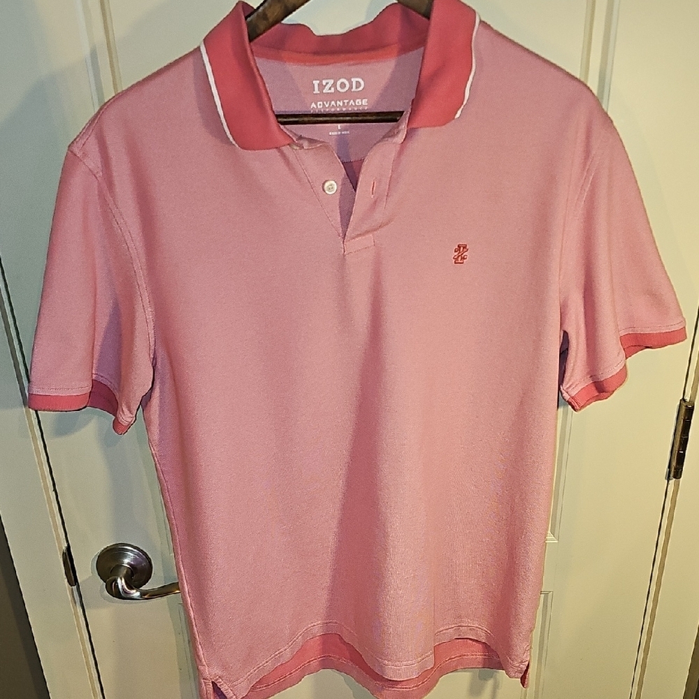 IZOD-Men's Pink Polo Shirt Classic Design Size L